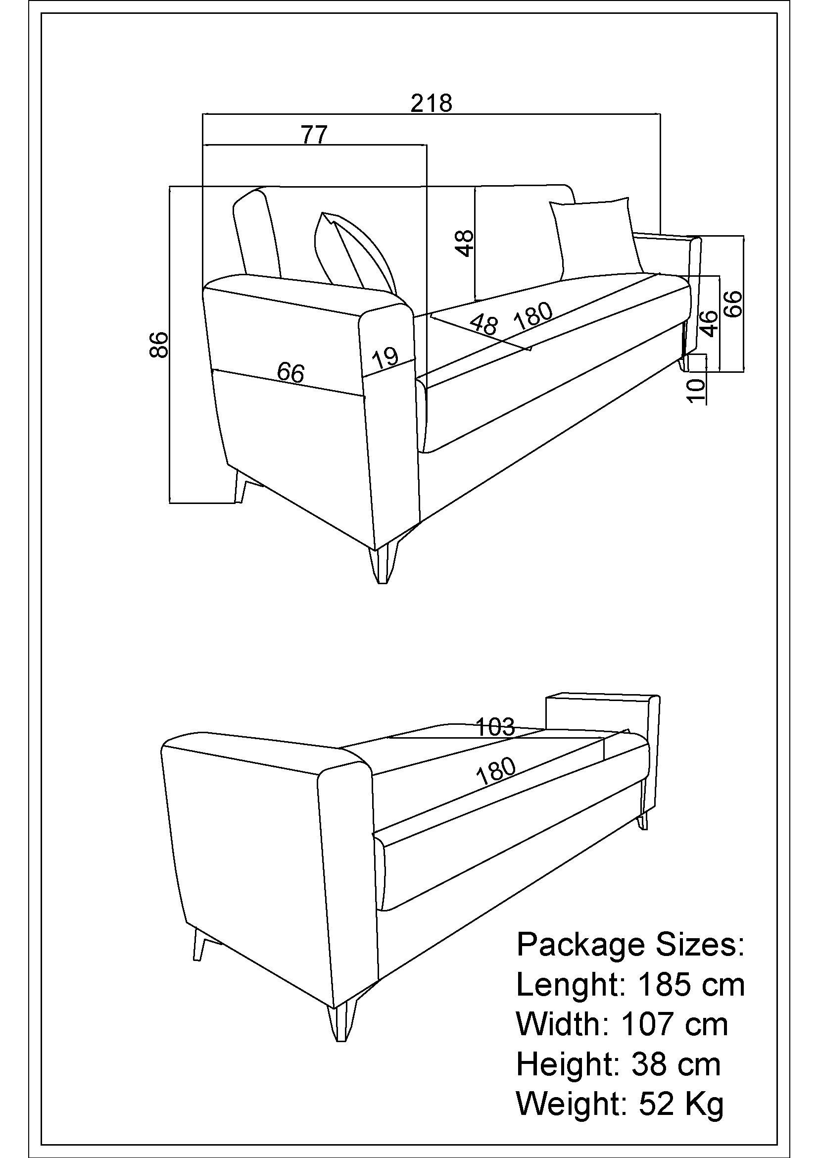 Canapea extensibila click- clack Verti, gri  3